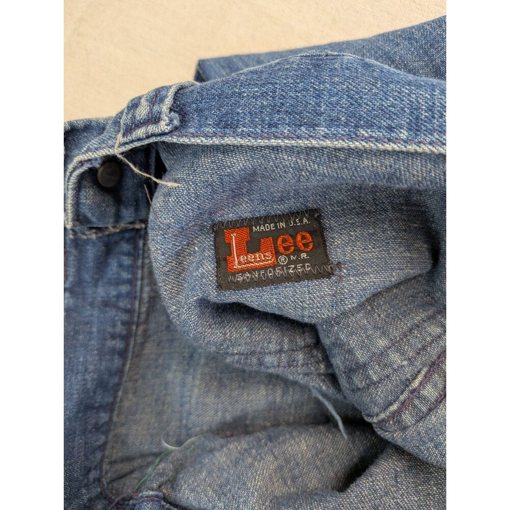 70s Hippie Boho Women’s Lee Bell Bottom Jeans Smokey Bear Patch Embroidered - Picture 3 of 13
